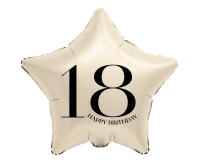 Foil Balloon 18" - Star with Number "18" (creamy)